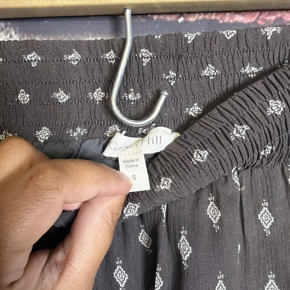 GARNET HILL Womens Small Silk Gray Diamond Print A-Line Flare Skirt